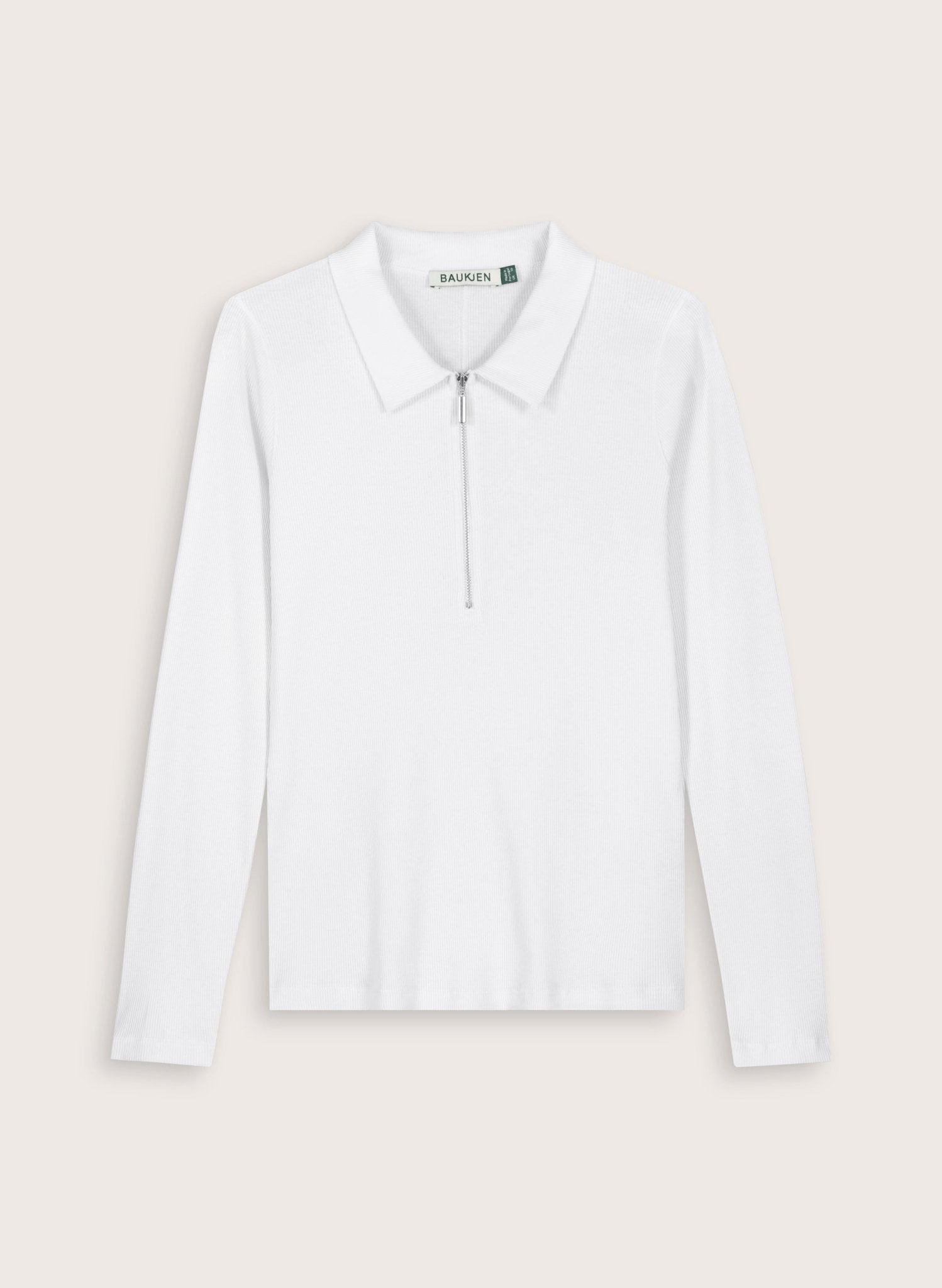 Organic Cotton Zip Collar Top - Pure White Baukjen