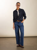 Organic Stretch Cotton Wide Leg Slouch Jeans - Dark Indigo Baukjen