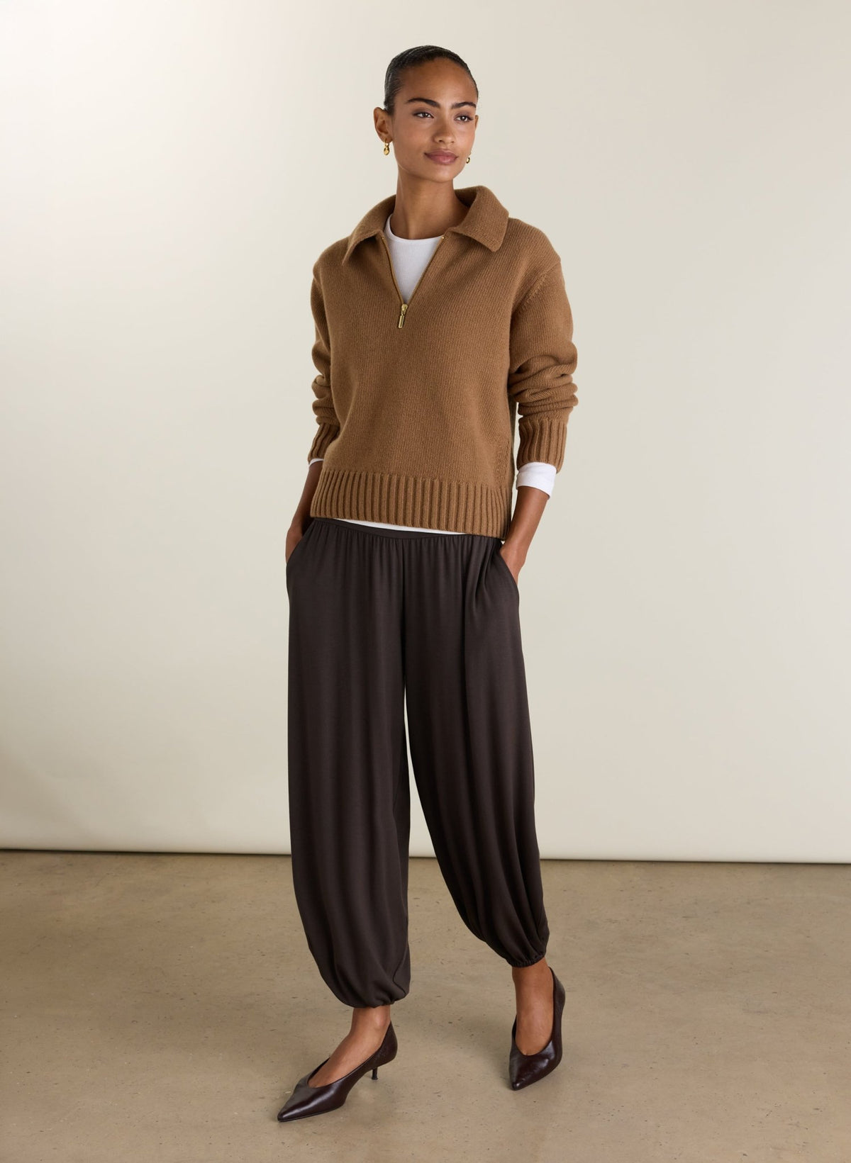 Otis Jersey Balloon Trousers - Dark Chocolate Baukjen