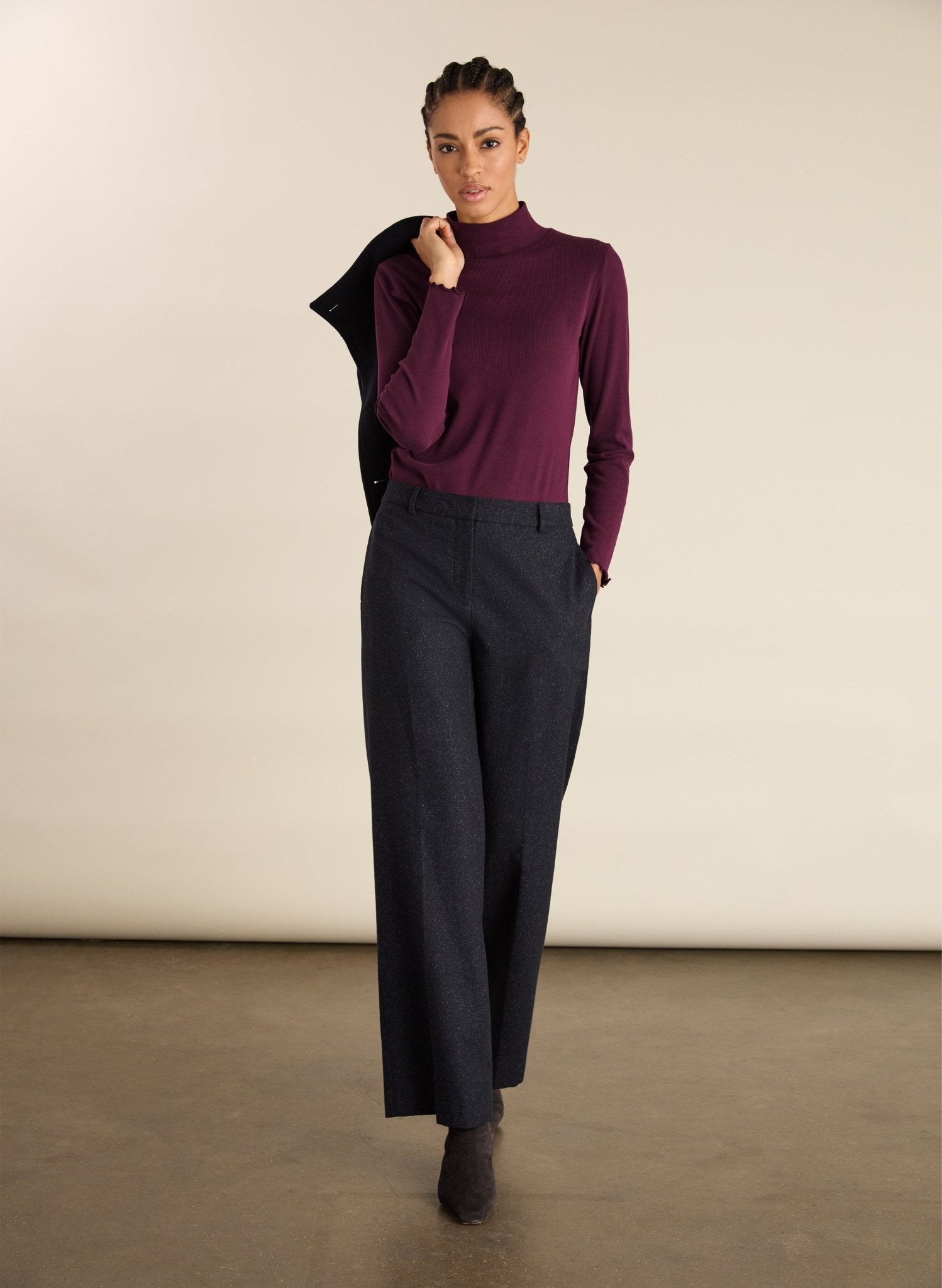 Paige Luxe Turtleneck Top - Plum Baukjen