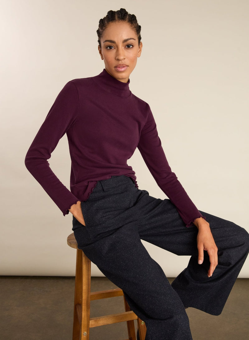 Paige Luxe Turtleneck Top - Plum Baukjen