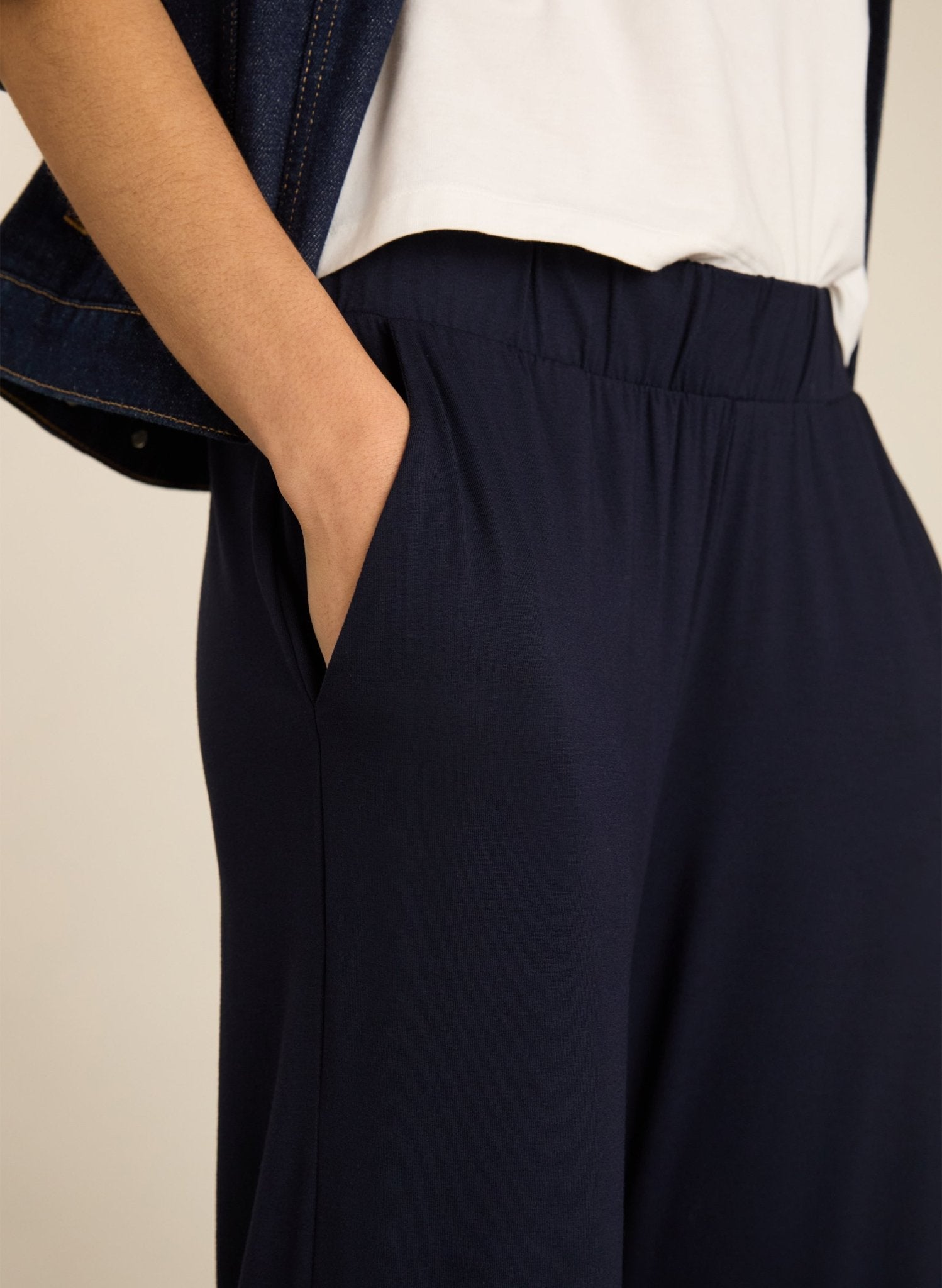 Palazzo Trousers - Classic Navy Baukjen