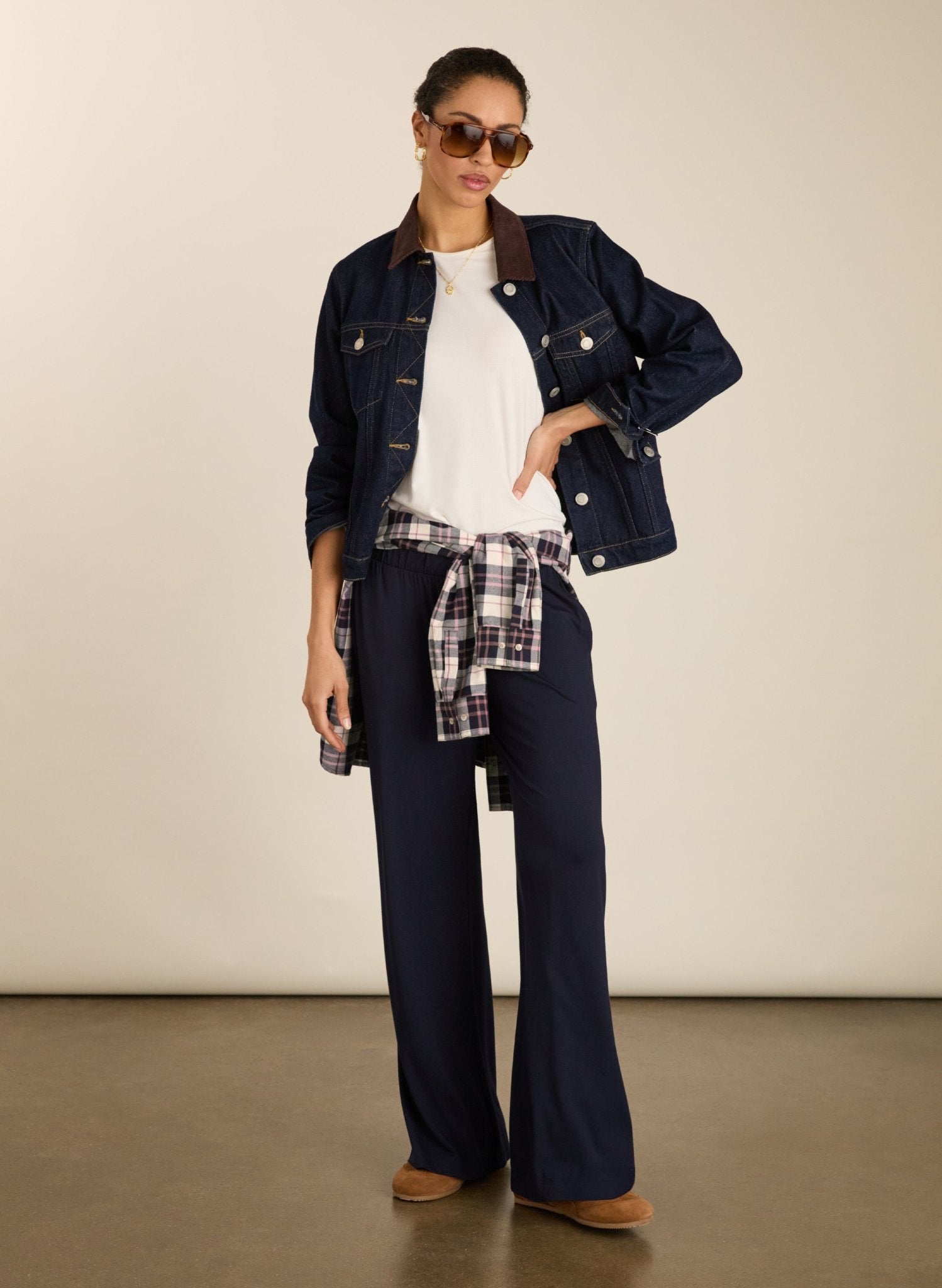 Palazzo Trousers - Classic Navy Baukjen