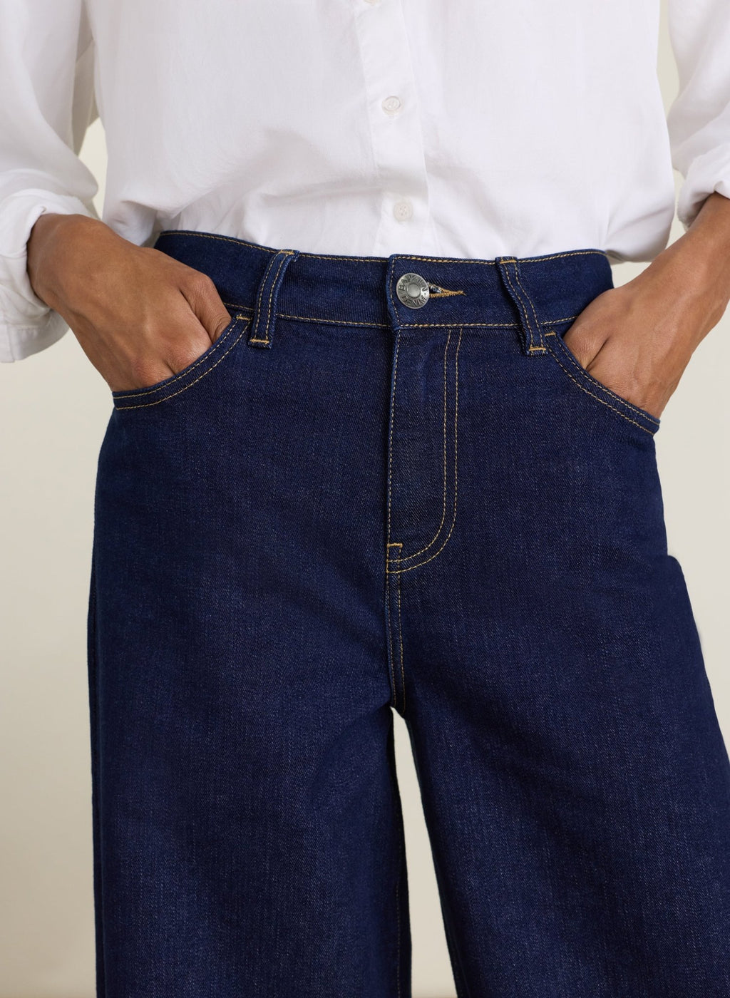 Palmer High Waist Palazzo Jeans - Dark Denim Baukjen