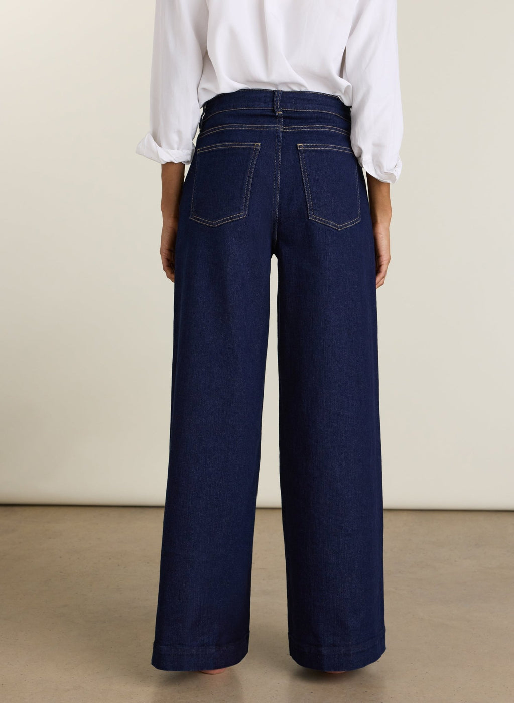 Palmer High Waist Palazzo Jeans - Dark Denim Baukjen