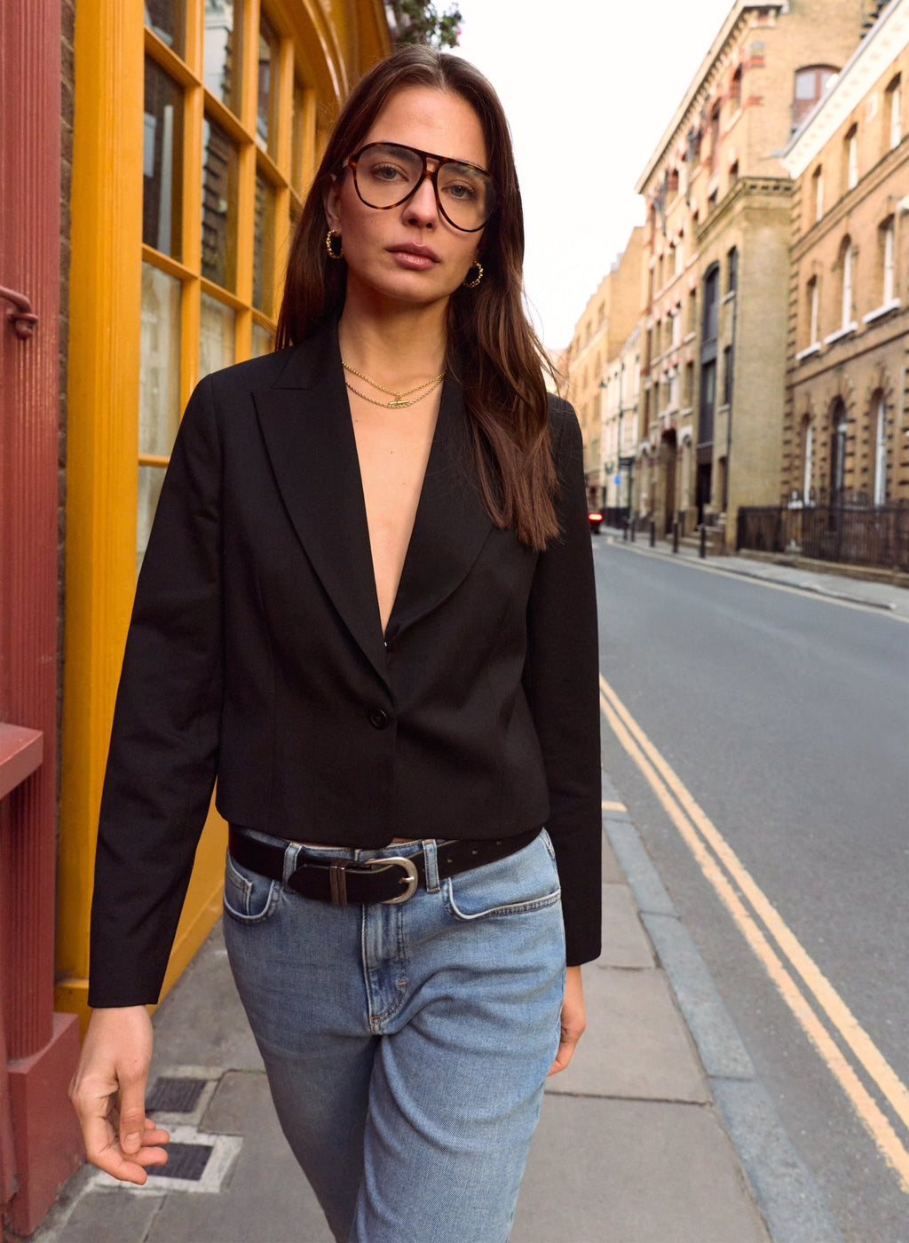 Pelin Wool Blend Cropped Blazer - Caviar Black Baukjen