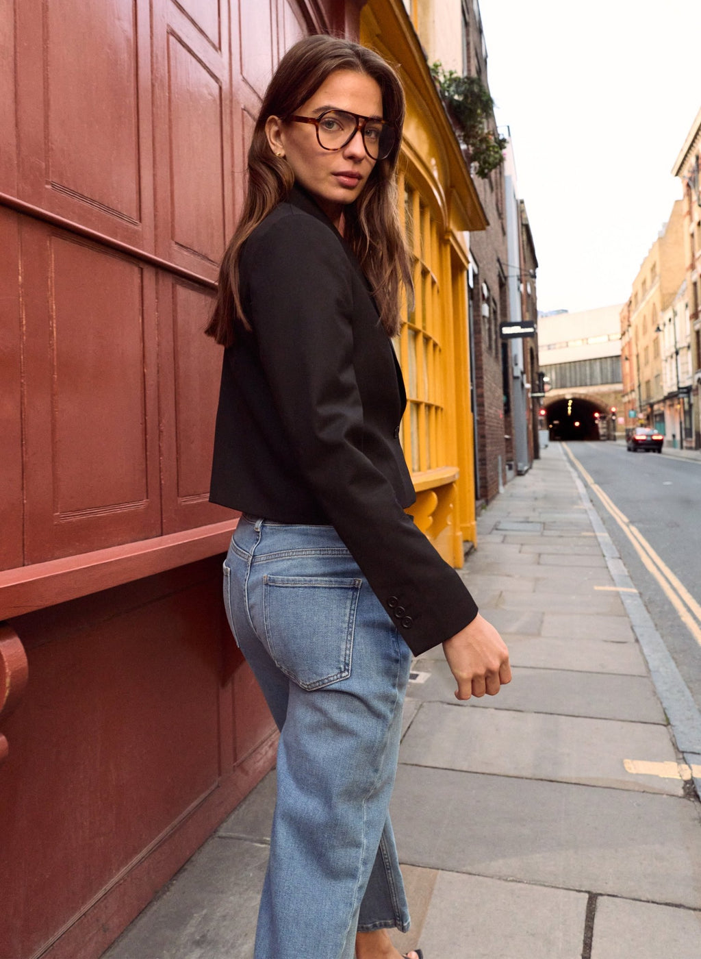 Pelin Wool Blend Cropped Blazer - Caviar Black Baukjen