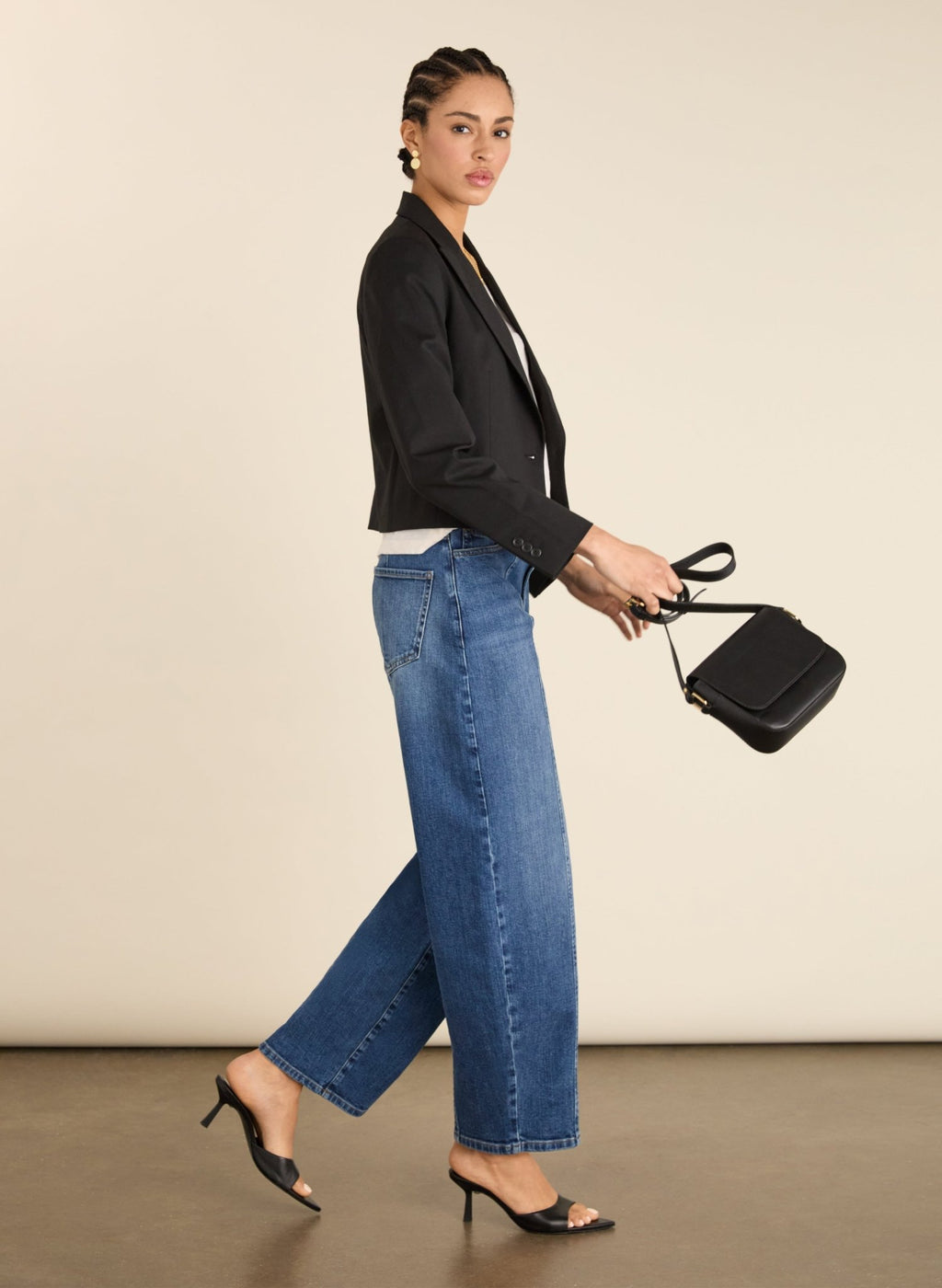 Pelin Wool Blend Cropped Blazer - Caviar Black Baukjen