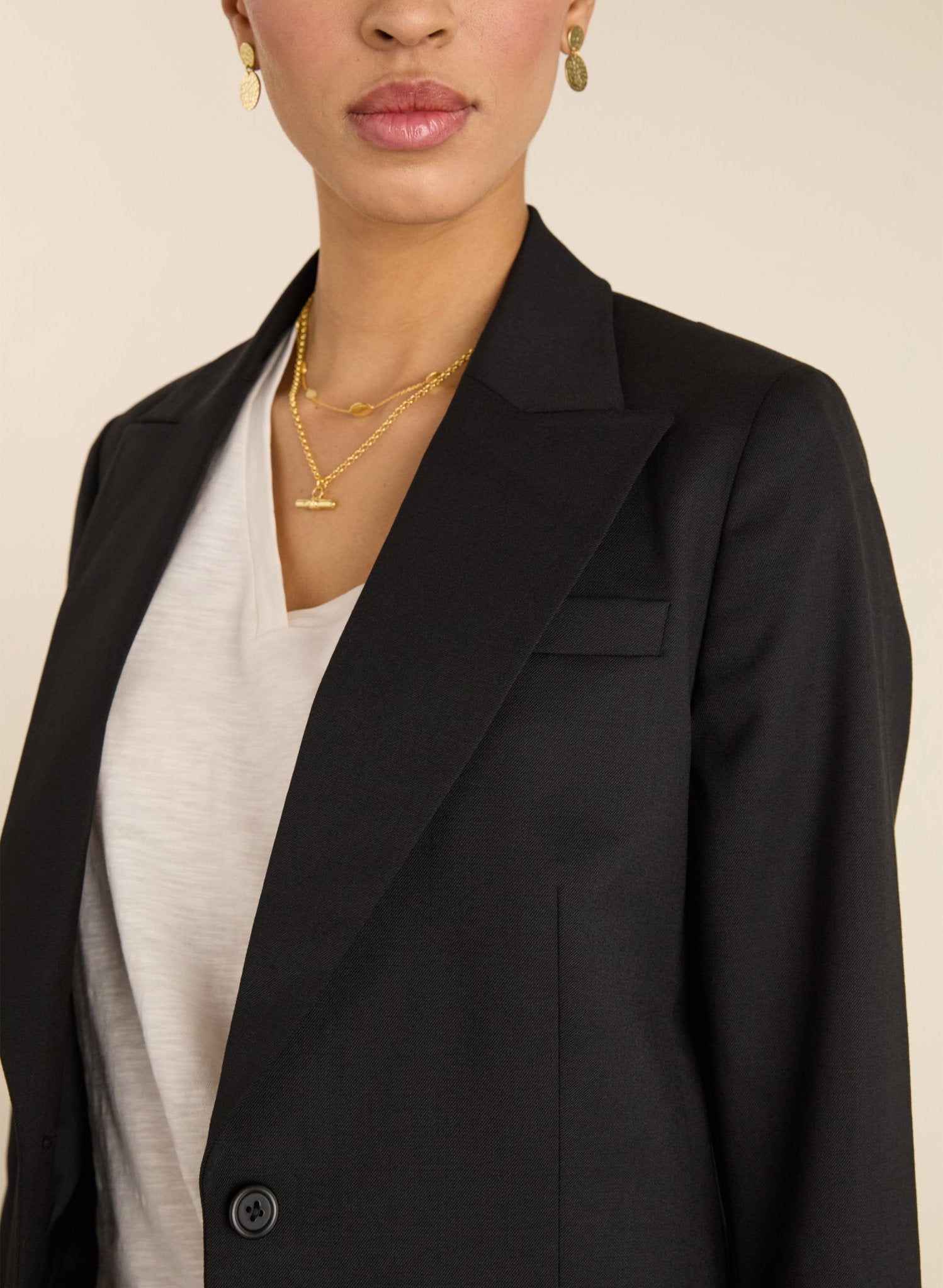 Pelin Wool Blend Cropped Blazer - Caviar Black Baukjen