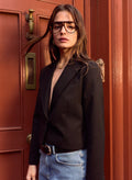 Pelin Wool Blend Cropped Blazer - Caviar Black Baukjen