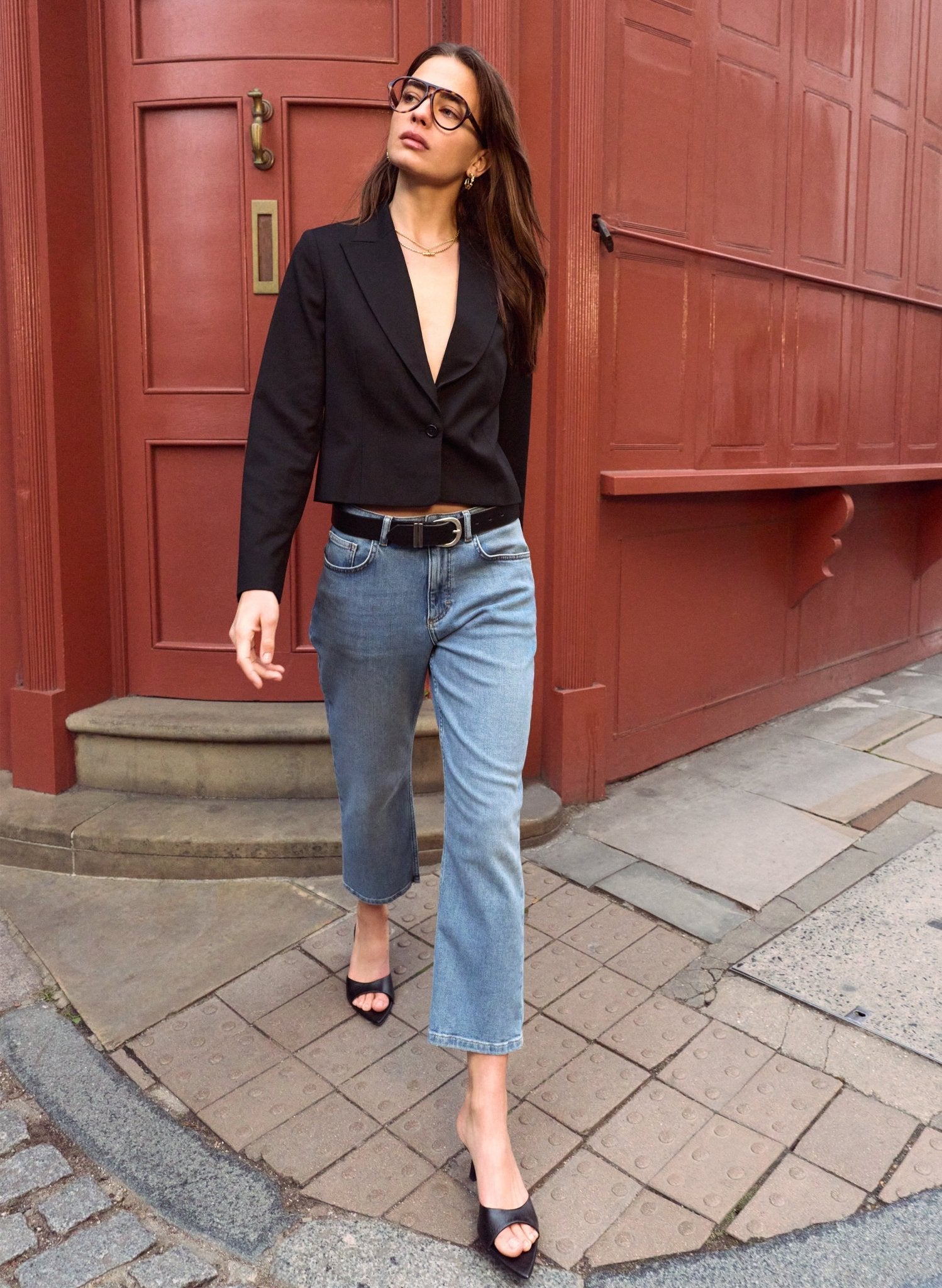 Pelin Wool Blend Cropped Blazer - Caviar Black Baukjen