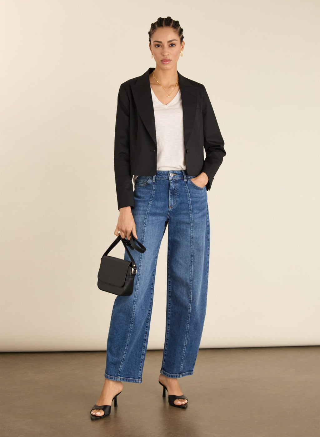 Pelin Wool Blend Cropped Blazer - Caviar Black Baukjen