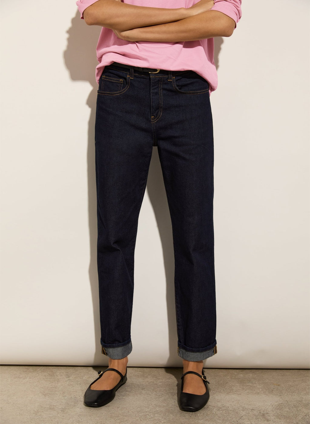 Petite Eda Organic Cotton Stretch Boyfriend Jeans - Dark Denim Baukjen