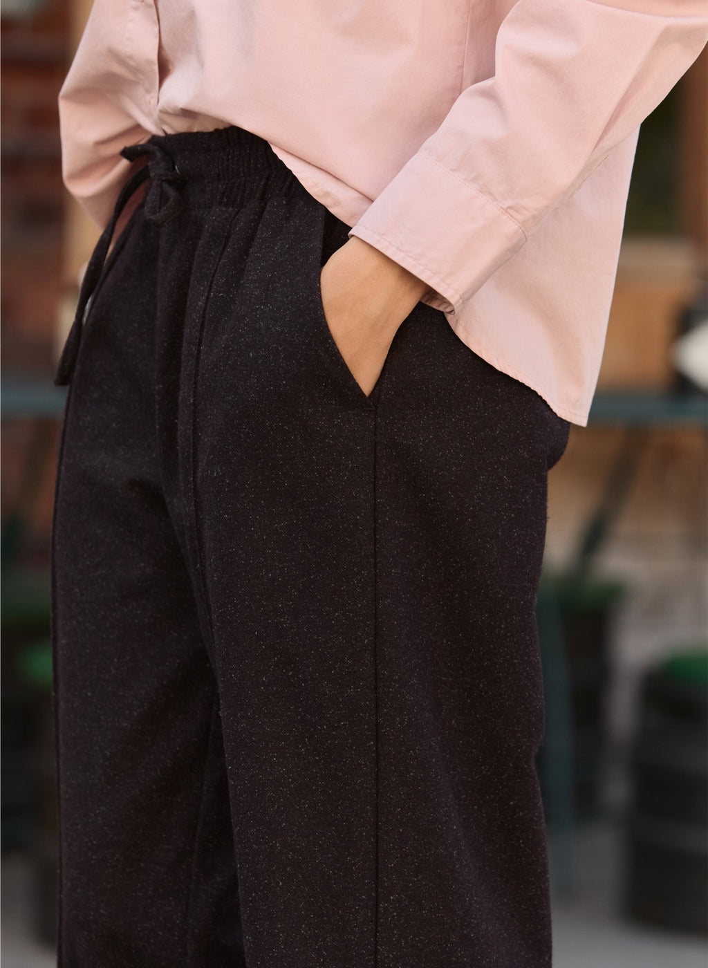 Petite Fera Wool Blend Wide Leg Trousers - Dark Plum Baukjen