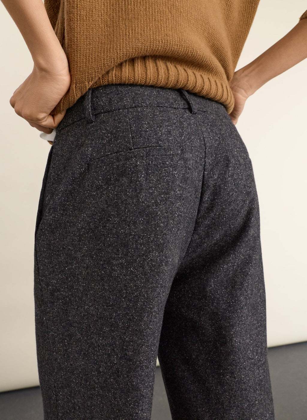 Petite Gwynnie Wool Blend Wide Leg Trousers - Grey Baukjen