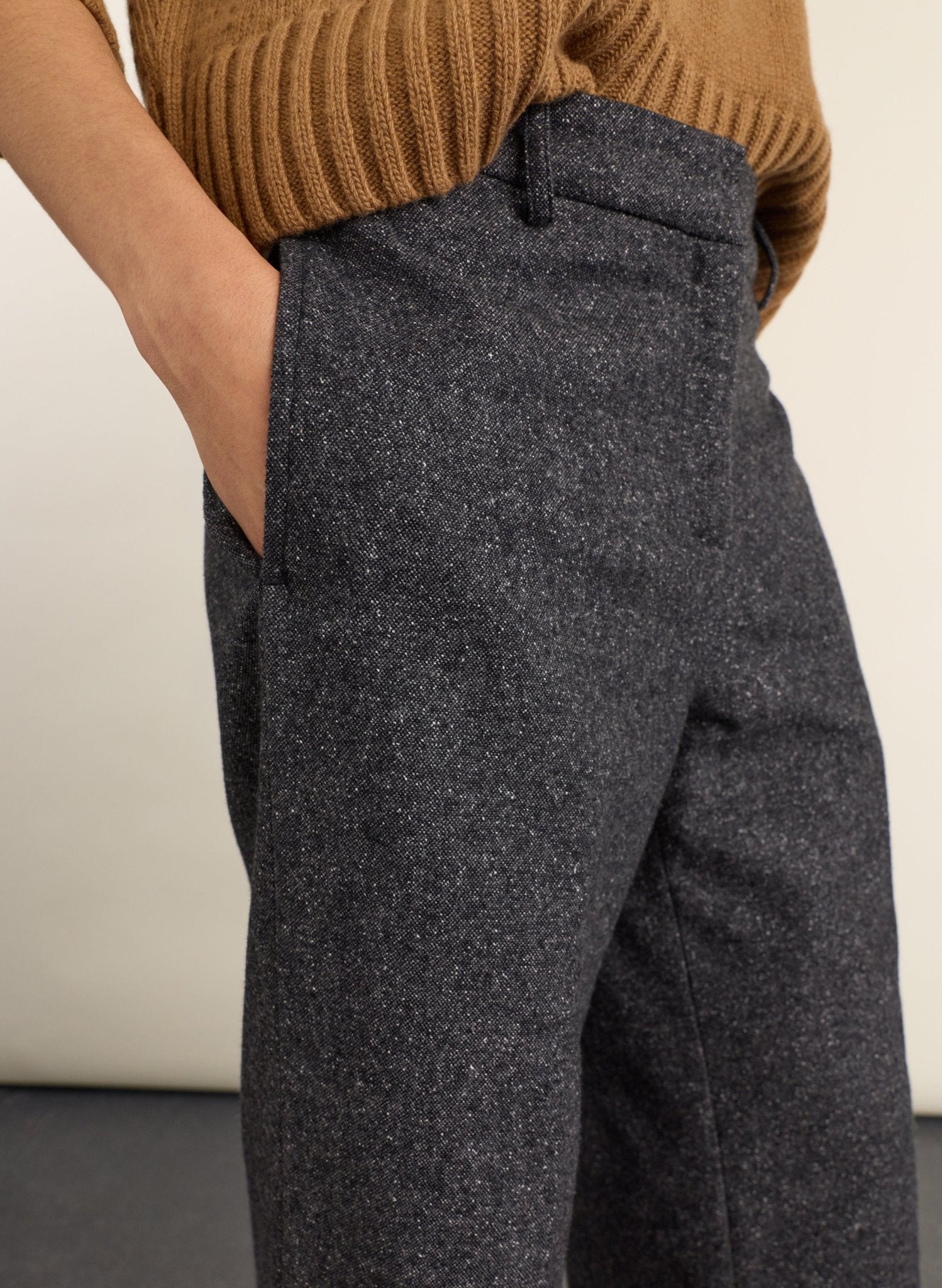 Petite Gwynnie Wool Blend Wide Leg Trousers - Grey Baukjen