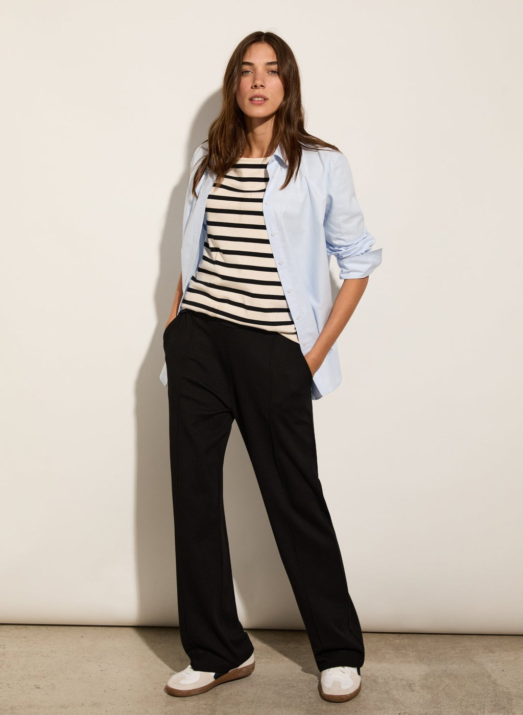 Petite Marian Ponte Wide Leg Trousers - Caviar Black Baukjen