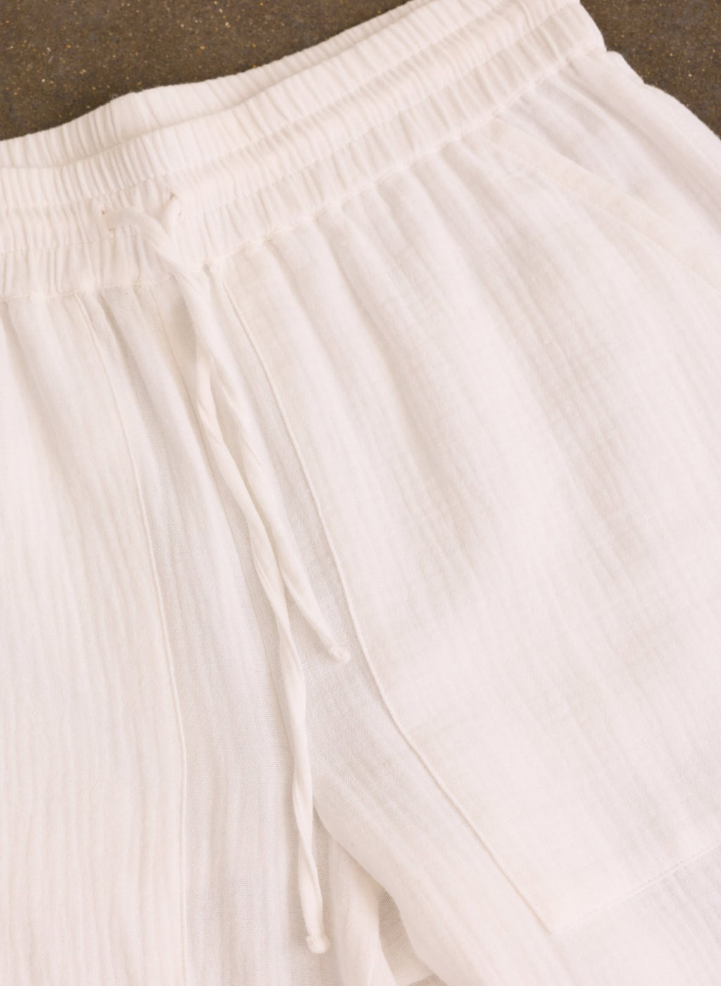 Petite Melrose Double Cheesecloth Wide Leg Trousers - Pure White Baukjen