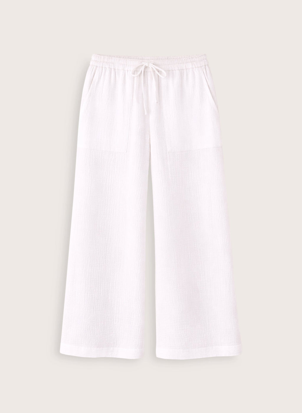 Petite Melrose Double Cheesecloth Wide Leg Trousers - Pure White Baukjen