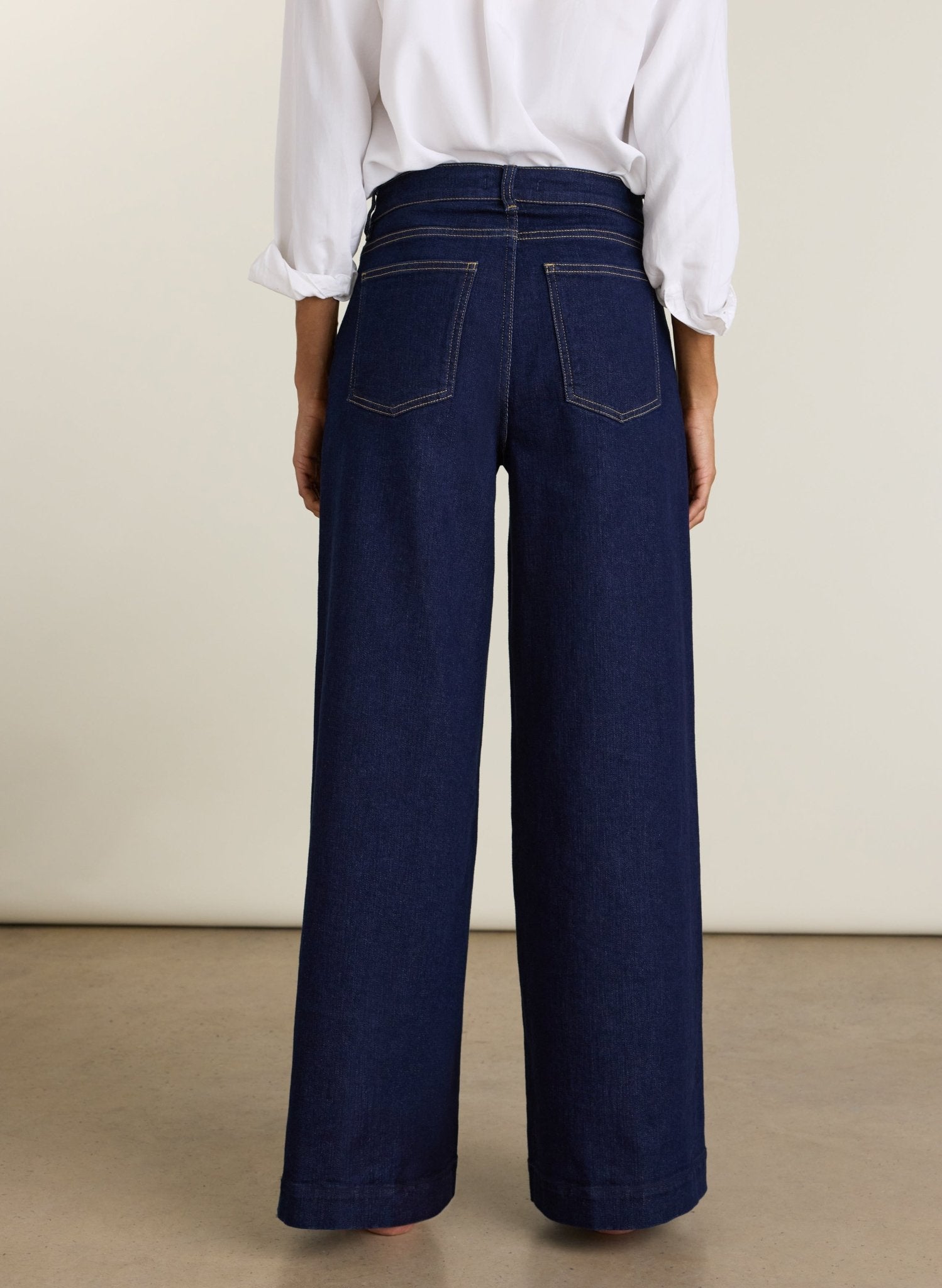 Petite Palmer High Waist Palazzo Jeans - Dark Denim Baukjen
