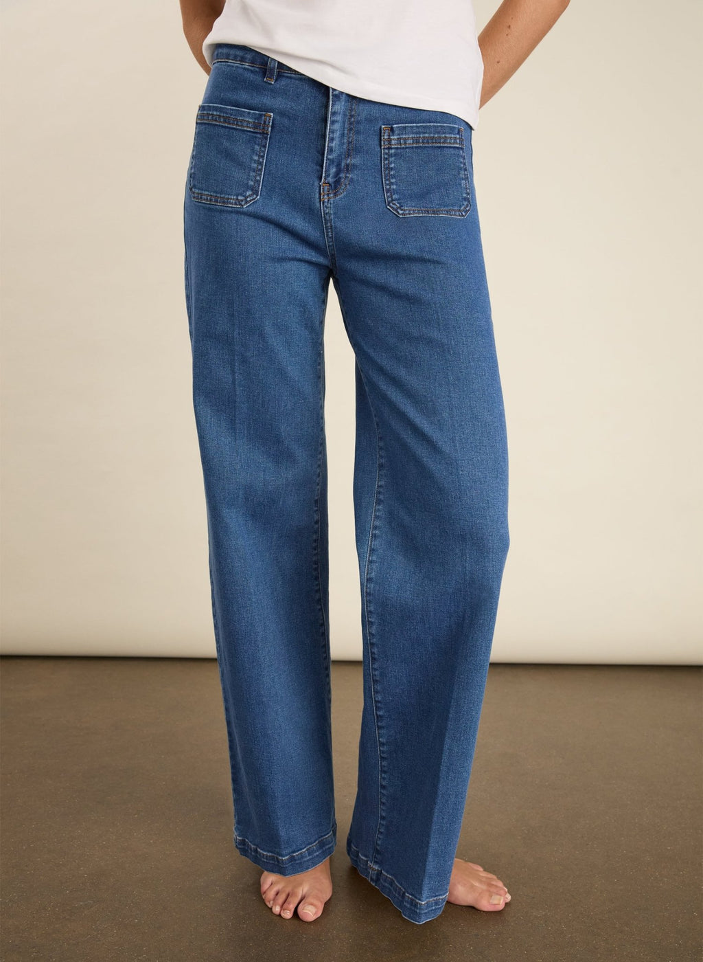 Petite Robyn Organic Cotton Stretch Jeans - Washed Indigo Baukjen