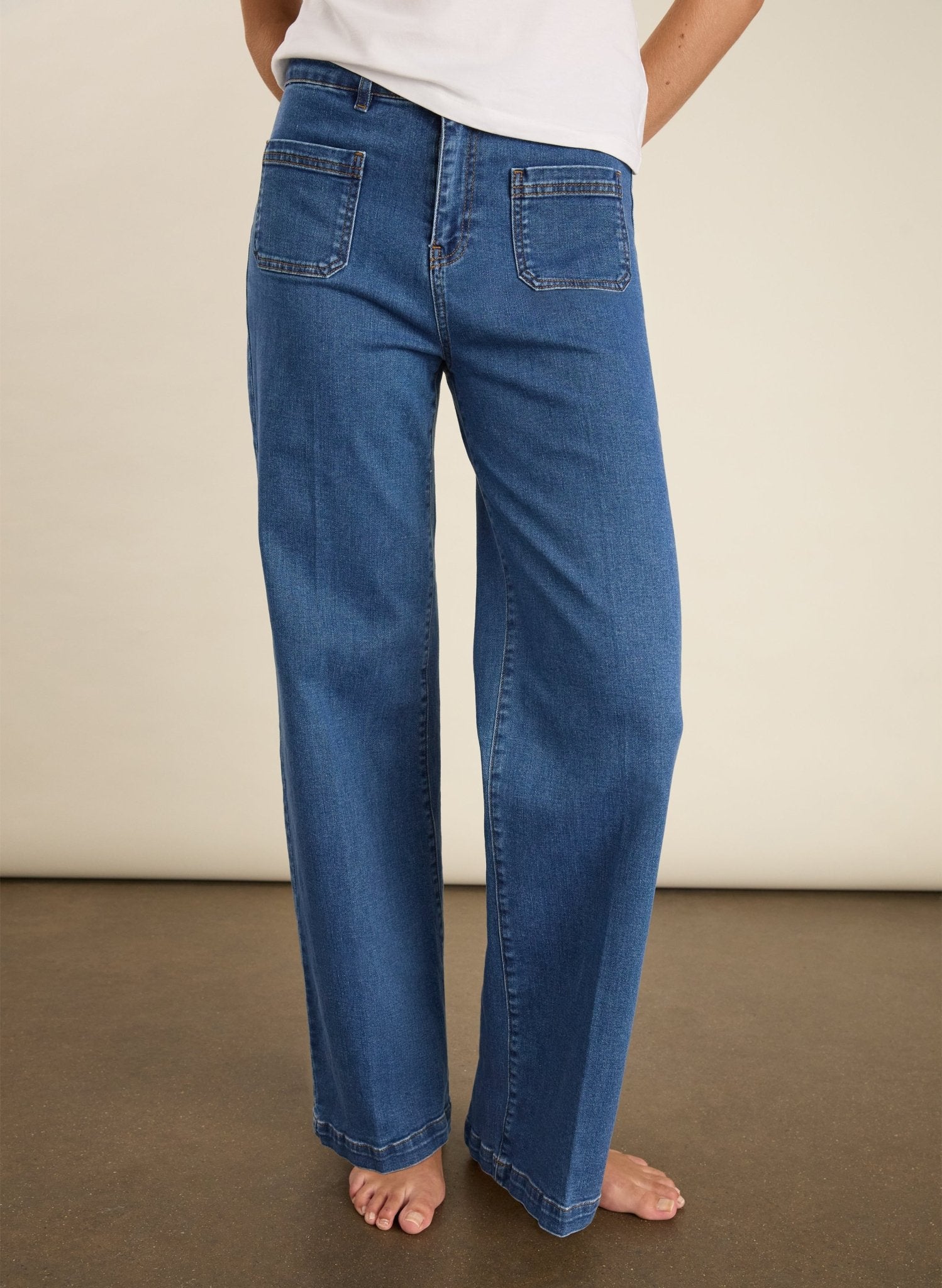 Petite Robyn Organic Cotton Stretch Jeans - Washed Indigo Baukjen