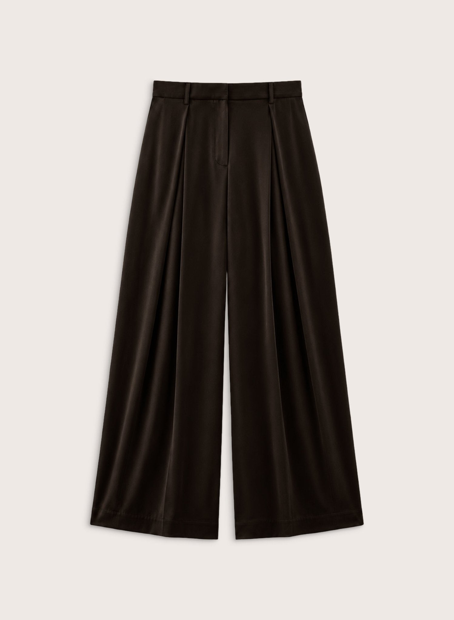 Petite Safie Palazzo Sateen Trousers - Dark Chocolate Baukjen
