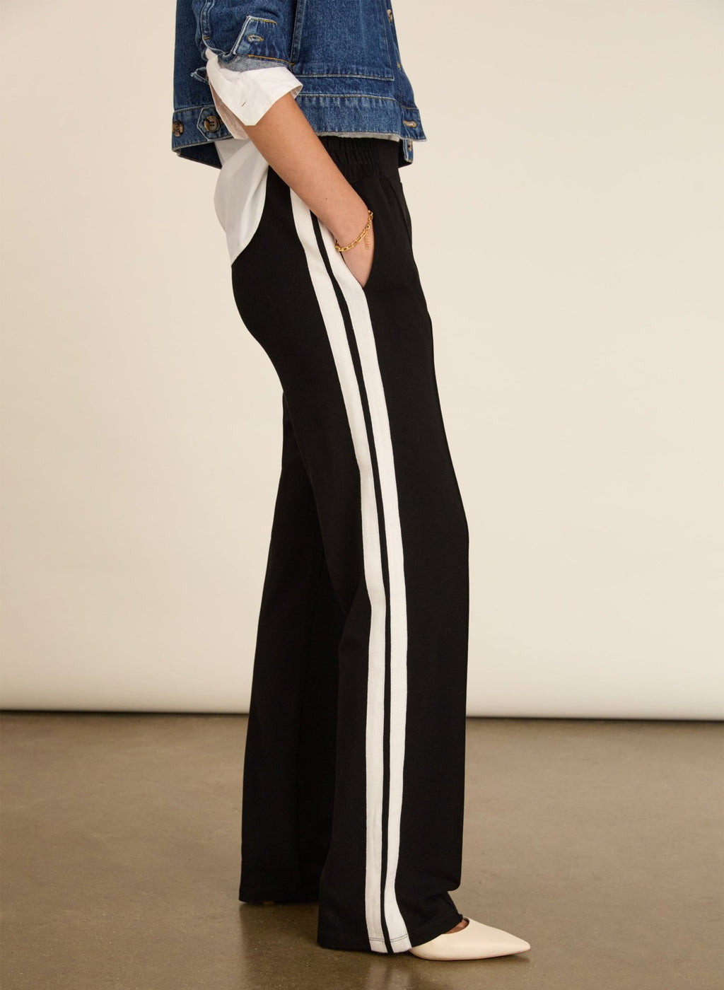 Petite Tippi 2.0 Side Stripe Trousers - Black & Cream Baukjen
