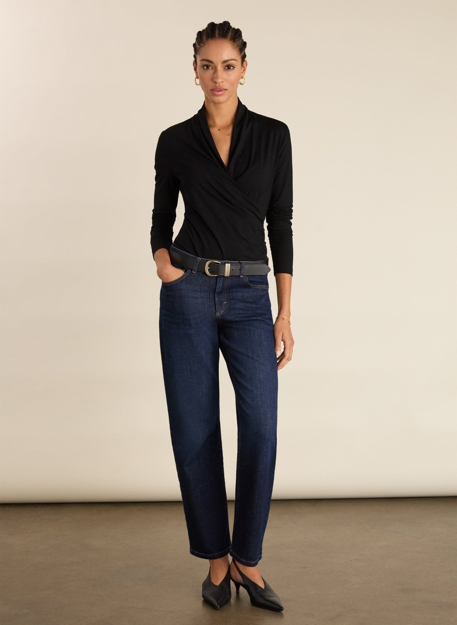 Petite Zenna Organic Cotton Stretch Straight Leg Jeans - Dark Indigo Baukjen