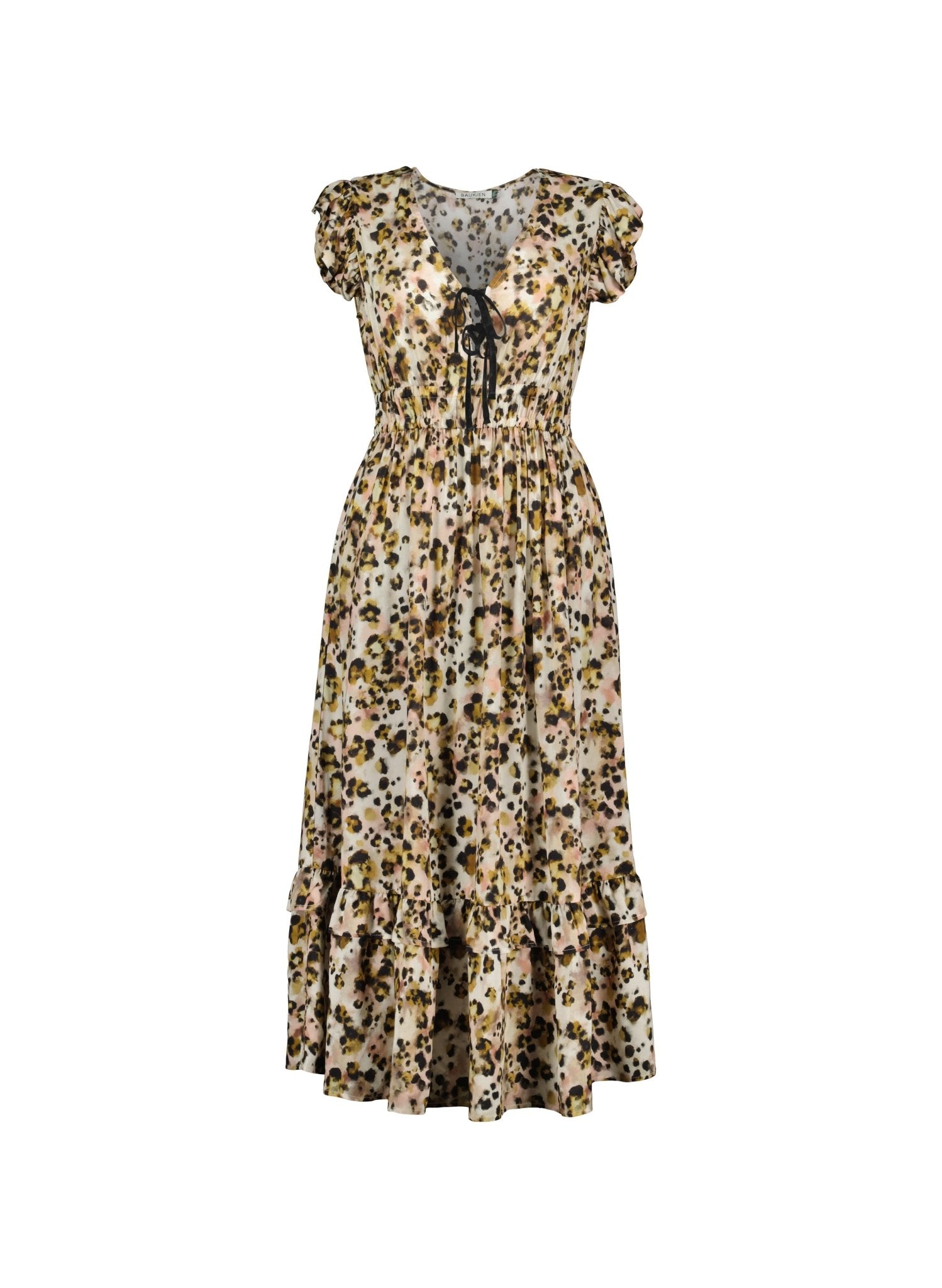 Philippine Printed Tie Detail Dress - Brown Cheetah Baukjen