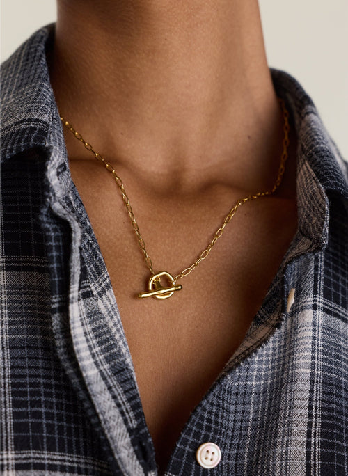 Pippa Hammered T Bar Necklace - One Size Baukjen