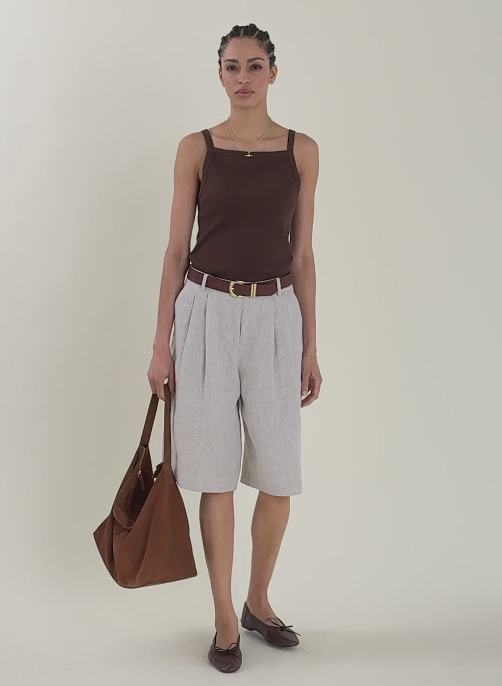 Tobi Long Tailored Linen Shorts