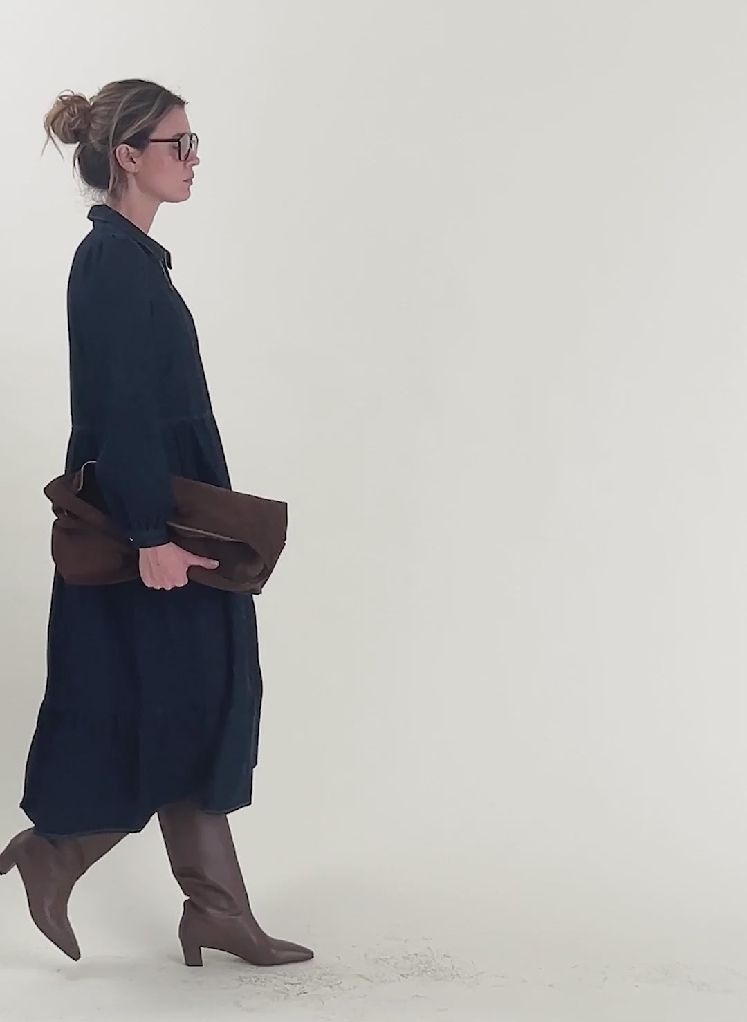 Cody Quarter Zip Denim Midi Dress