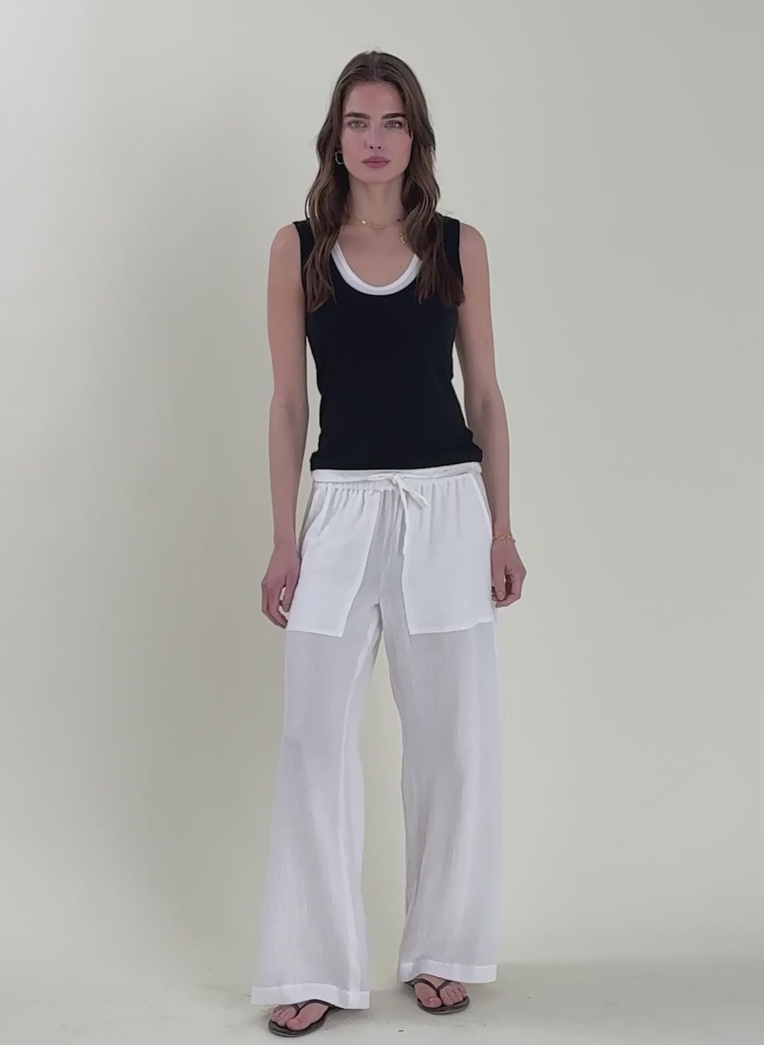 Melrose Double Cheesecloth Wide Leg Trousers