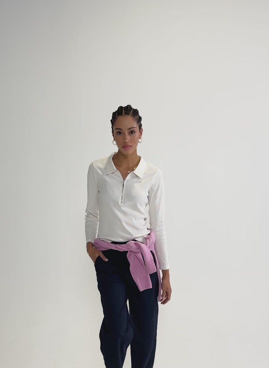 Organic Cotton Zip Collar Top