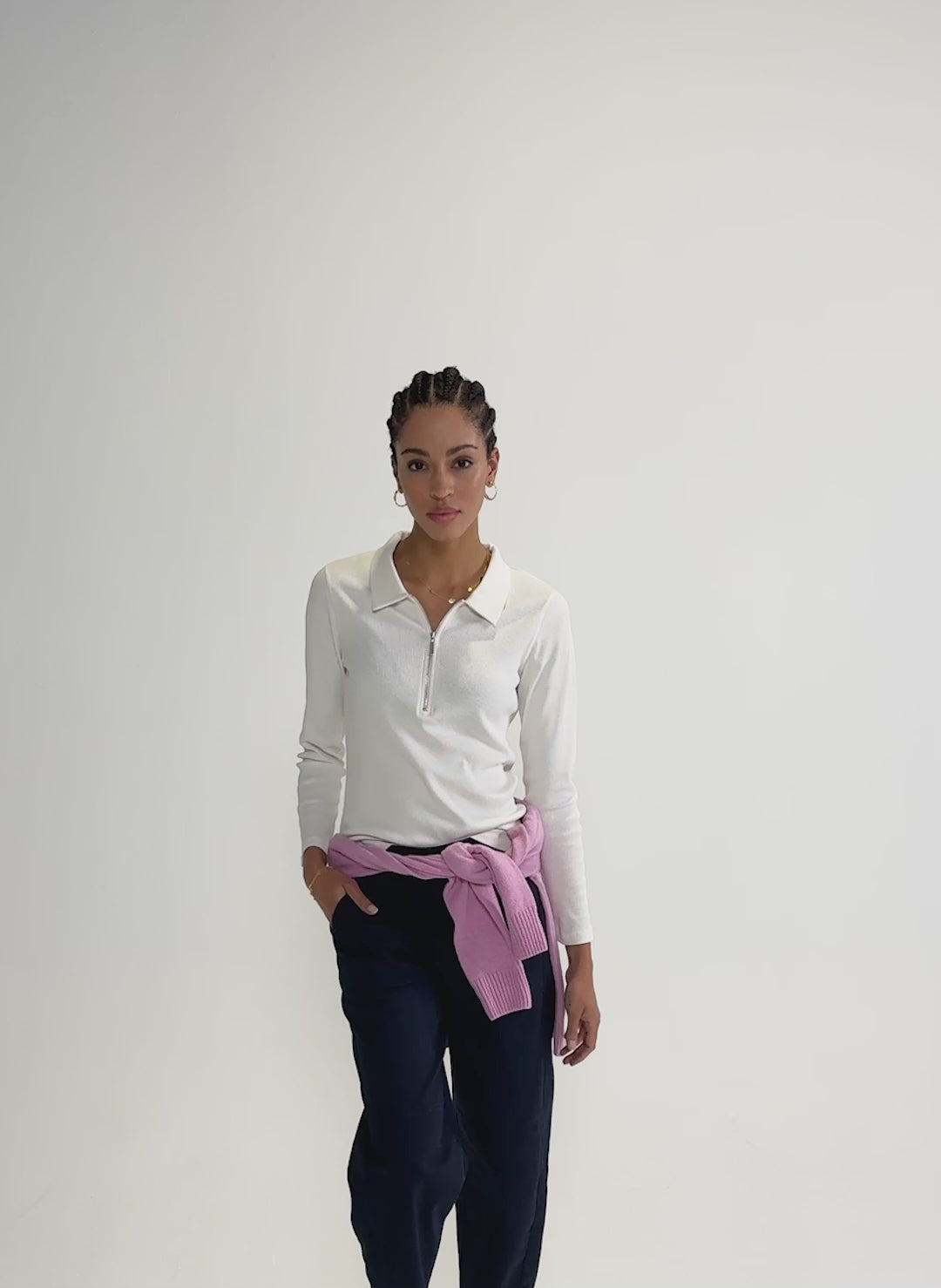 Organic Cotton Zip Collar Top
