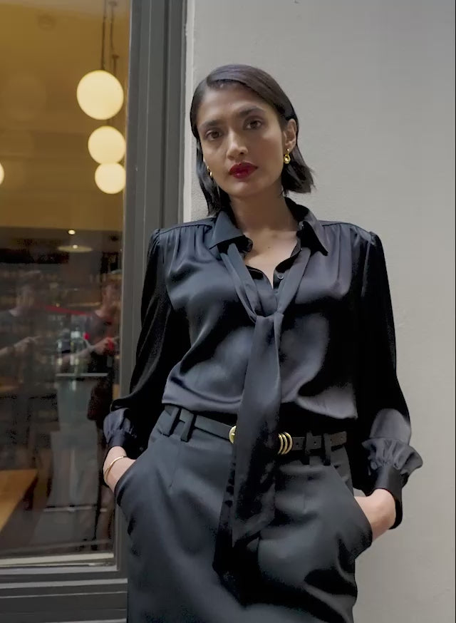 Roxy Satin Tie Blouse