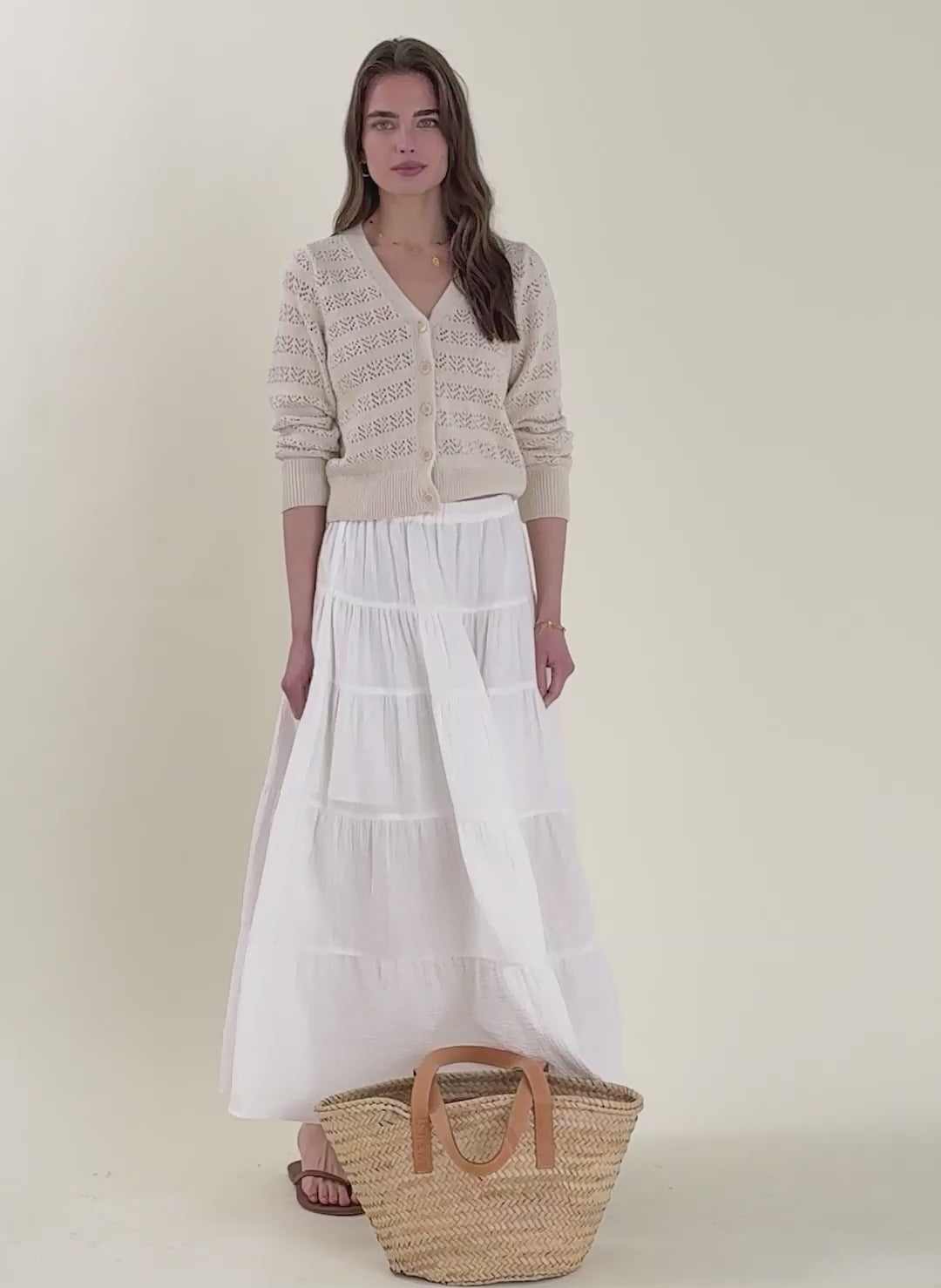 Rhoda Organic Cheesecloth Tiered Maxi Skirt