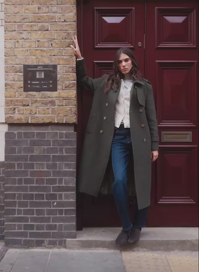 Ingrid Belted Wool Trench Coat