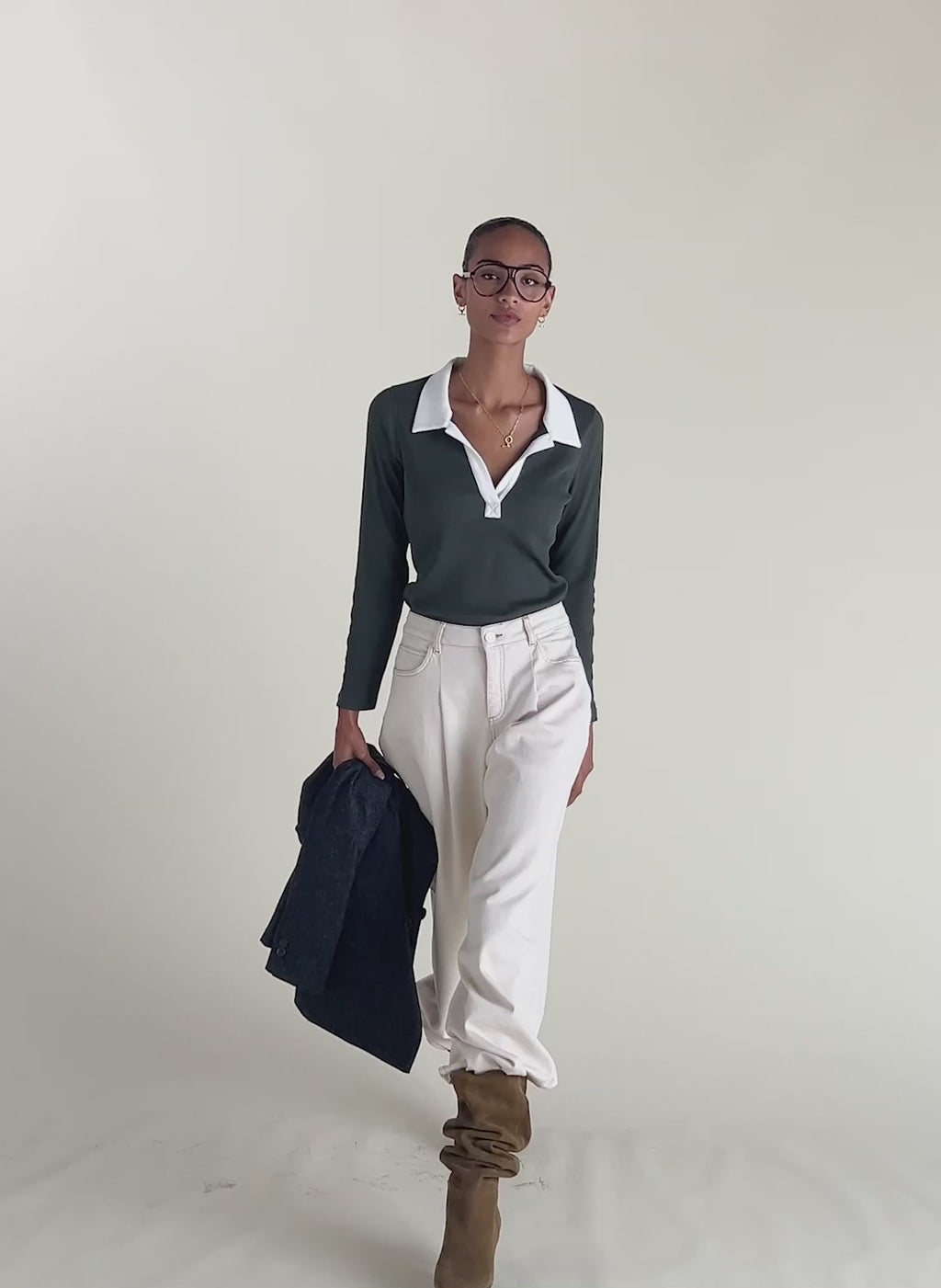 Fern Ribbed Polo Top