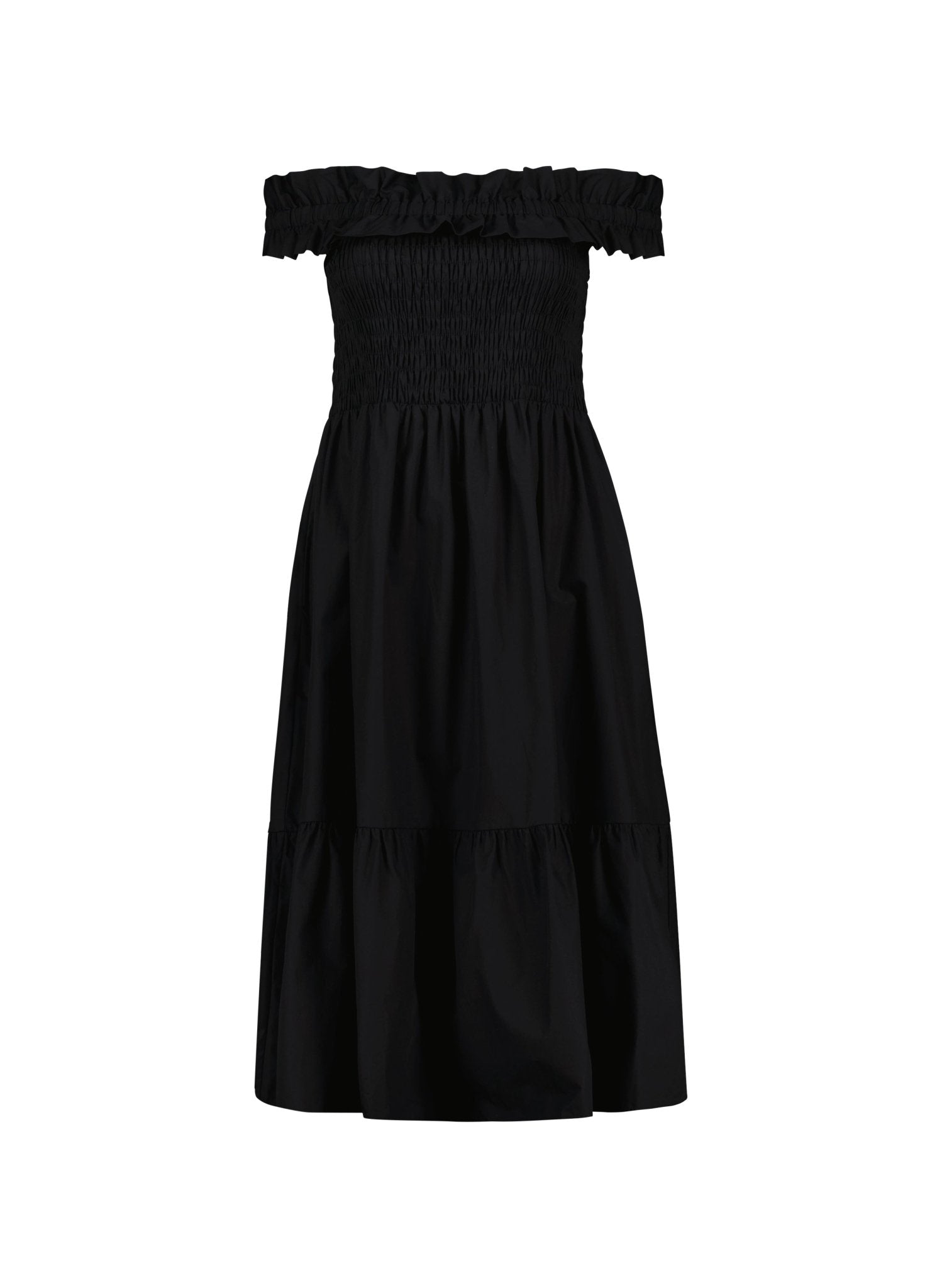 Rafaella Organic Cotton Off Shoulder Midi Dress - Caviar Black Baukjen