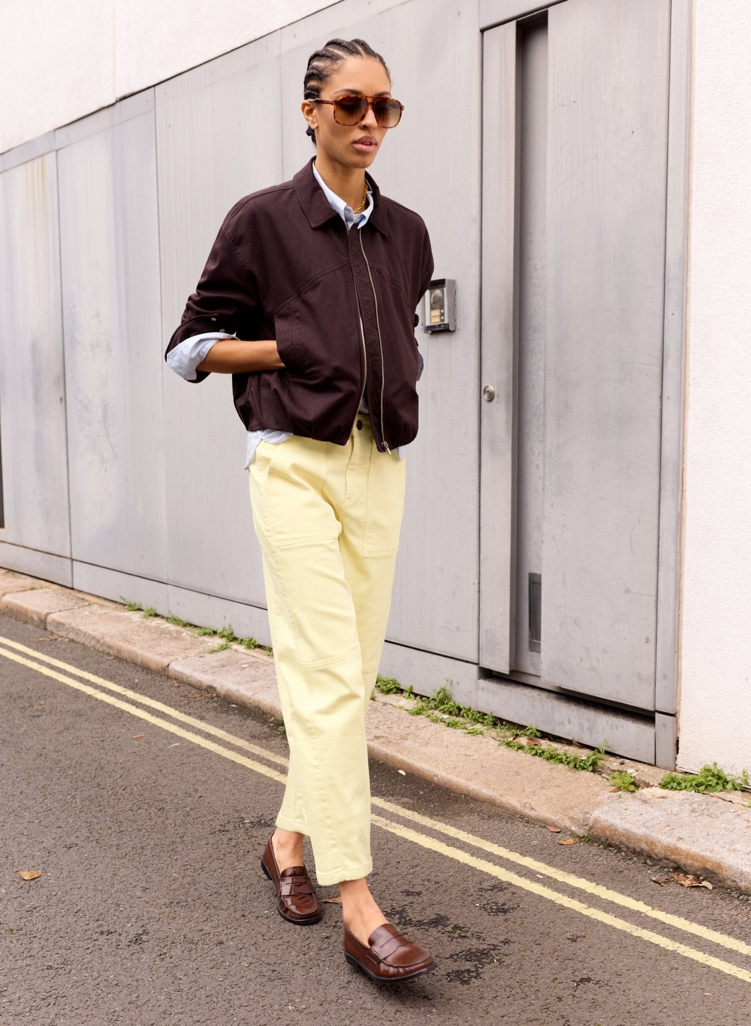 Reece Organic Cotton Stretch Barrel Leg Cargo Jeans - Butter Yellow Baukjen