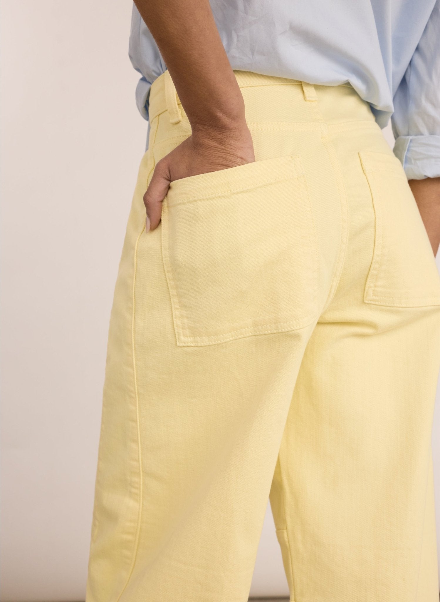 Reece Organic Cotton Stretch Barrel Leg Cargo Jeans - Butter Yellow Baukjen