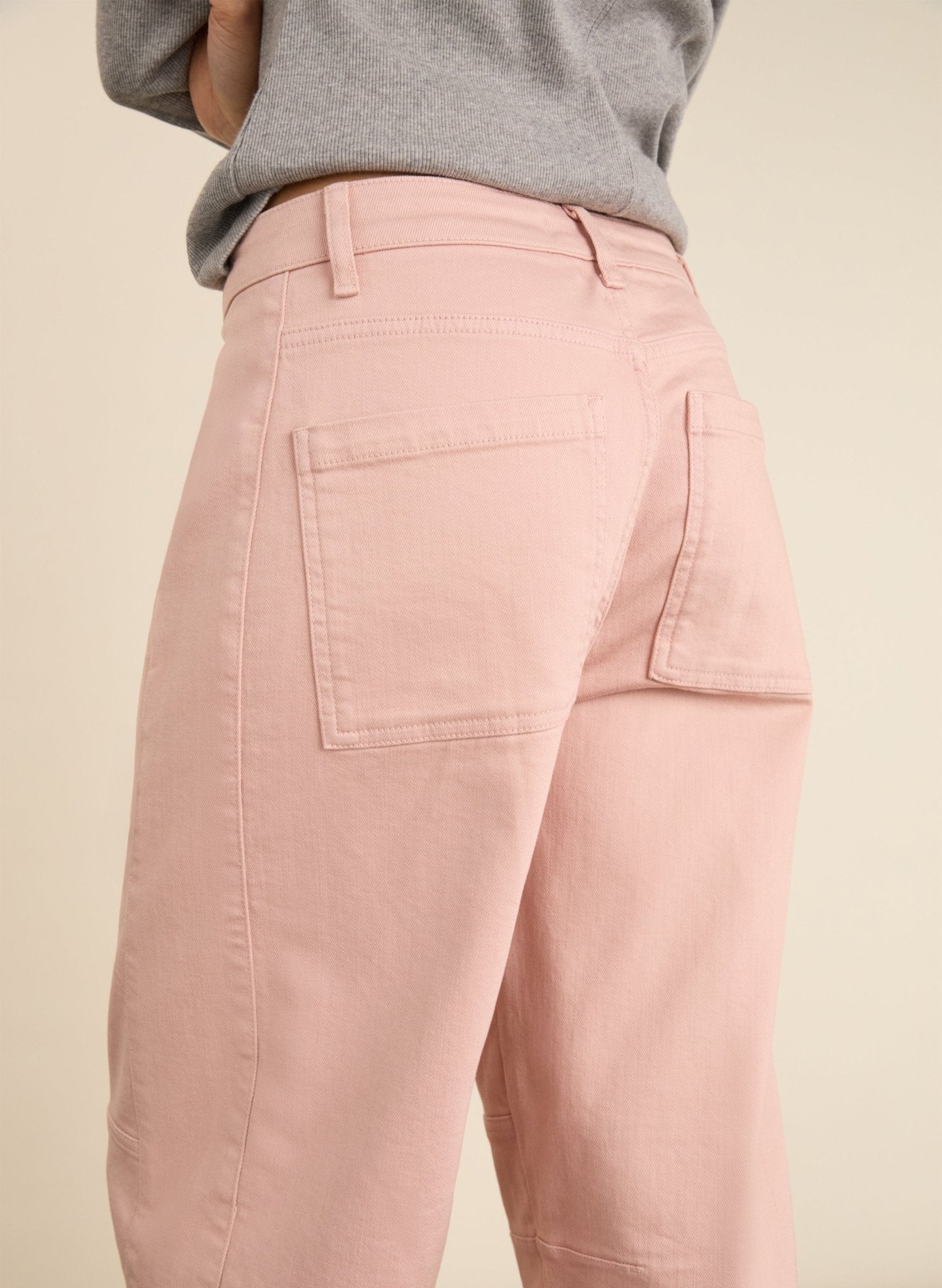 Reece Organic Cotton Stretch Barrel Leg Cargo Jeans - Pastel Pink Baukjen
