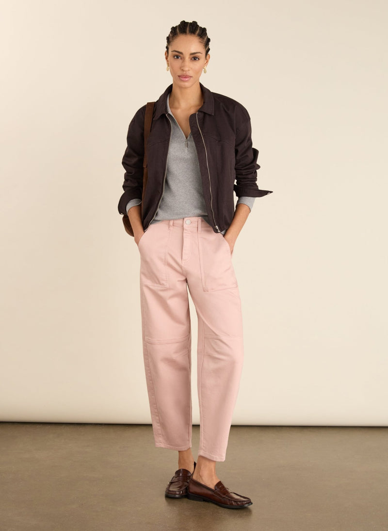 Reece Organic Cotton Stretch Barrel Leg Cargo Jeans - Pastel Pink Baukjen