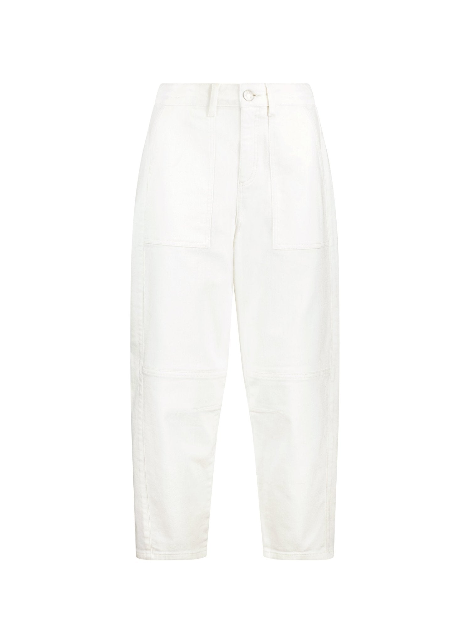 Reece Organic Cotton Stretch Barrel Leg Cargo Jeans - Soft White Baukjen