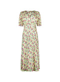 RENT - Lottie Satin Midi Tea Dress - Butter Floral Baukjen