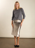 RENT - Toni Recycled Sequin Pencil Midi Skirt - Silver Grey Baukjen