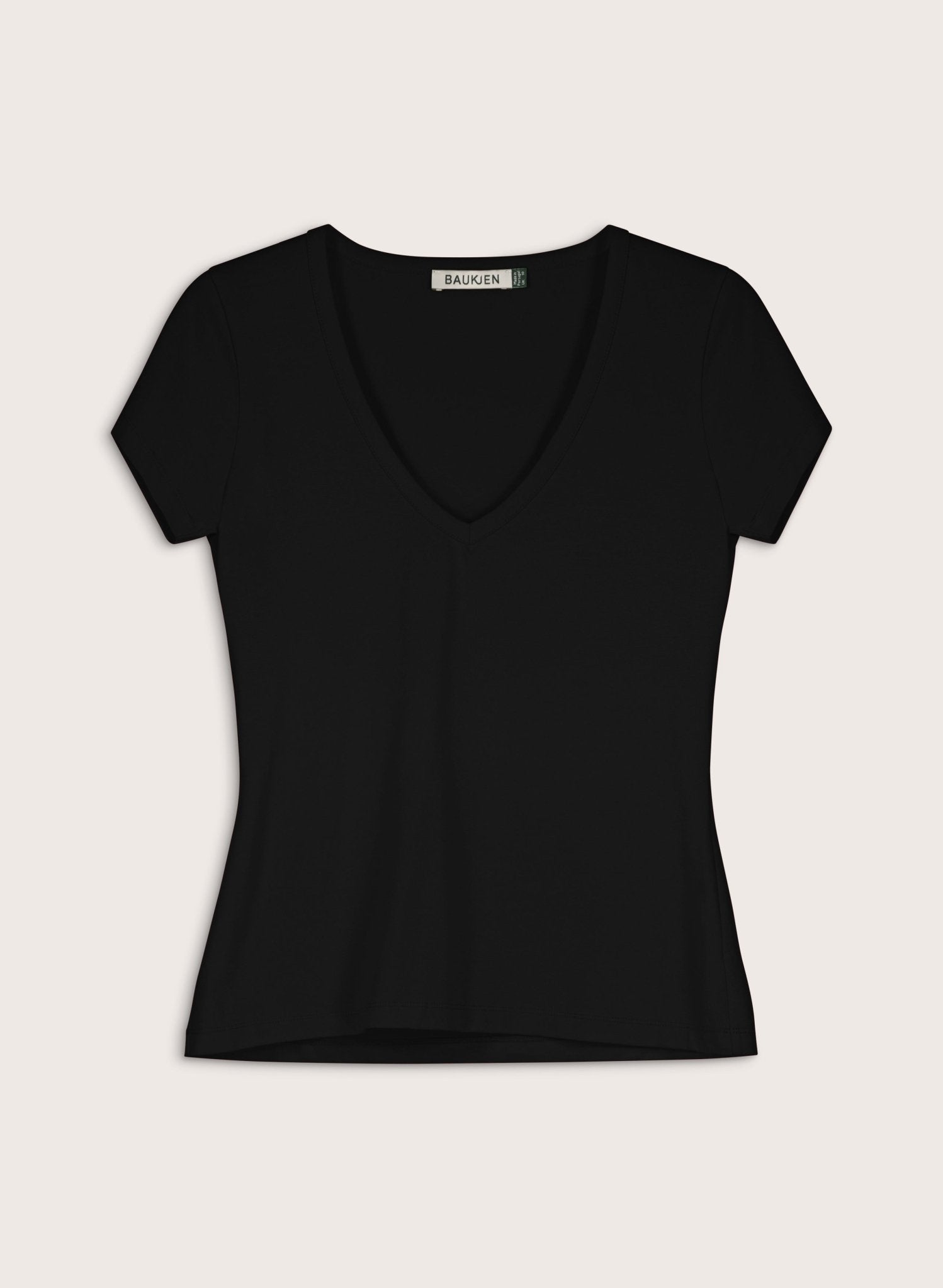 Riley Organic Cotton V - Neck Slim Tee - Caviar Black Baukjen