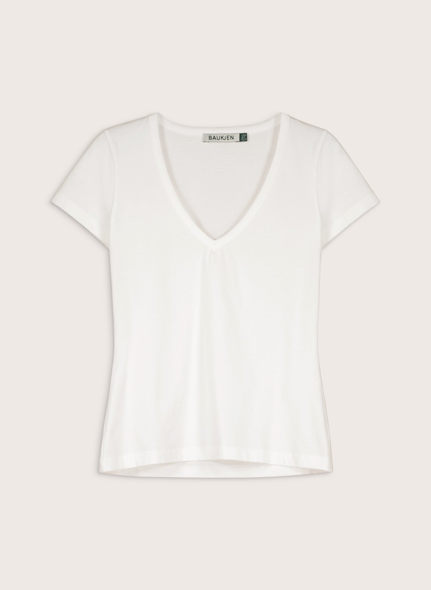 Riley Organic Cotton V - Neck Slim Tee - Pure White Baukjen
